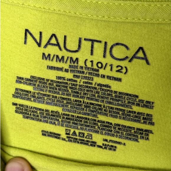 NAUTICA YOUTH LIME GREEN AND BLACK CREW NECK SHORT SLEEVE T-SHIRT SIZE M 10-12 - Picture 4 of 7
